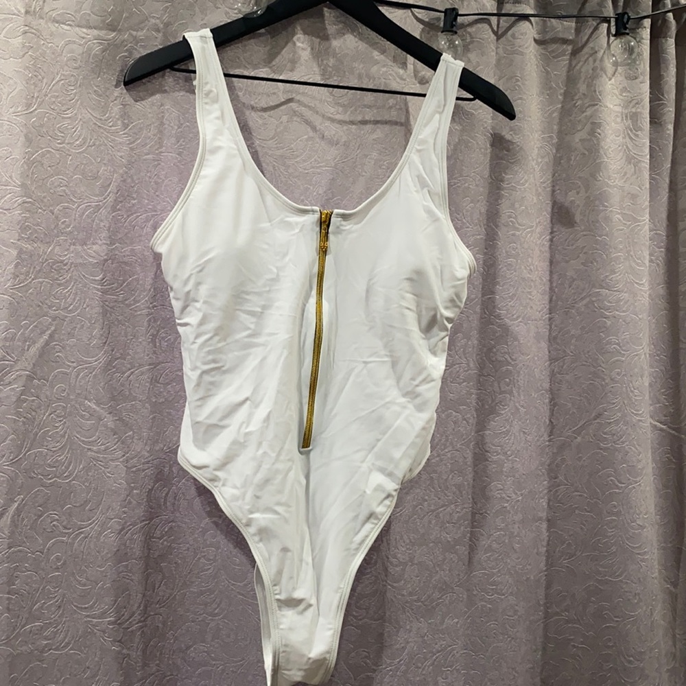 Shein white one piece bathing suit
